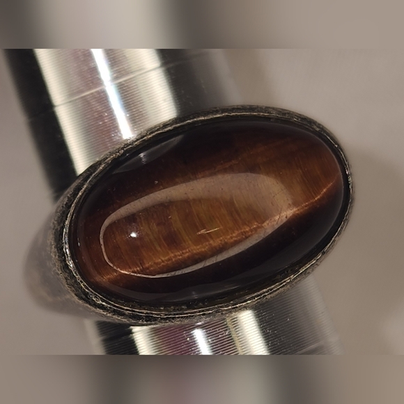 Vintage Sterling Silver Tigers Eye Stone Ring.        Size 5 1/2 - Picture 2 of 9